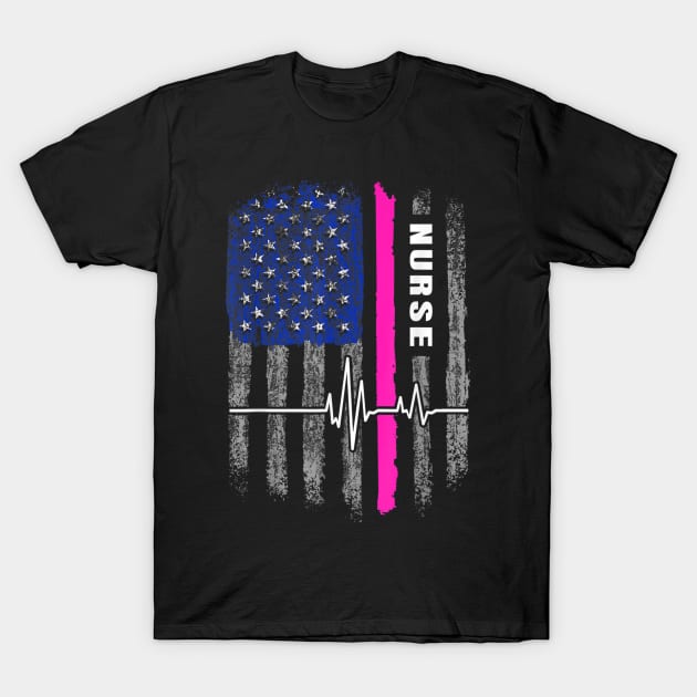 American Flag Patriotic Nurse Week Nursing Gift T-Shirt by dannetee